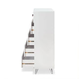 32" Brown and White Five Drawer Standard Chest