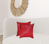 18" X 18" X 5" Wine Cowhide Pillow 2 Pack