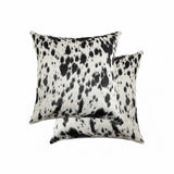 16"X16" Salt And Pepper Black And White Cowhide Pillow 2 Pack