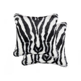 18" X 18" X 5" Denton Zebra Black And White Faux Pillow 2 Pack