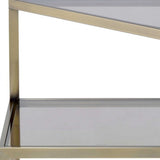 25" Black And Gold And Clear Glass Mirrored End Table With Shelf