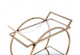 33" X 19" X 35" Champagne Metal Tube Serving Cart