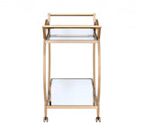 33" X 19" X 35" Champagne Metal Tube Serving Cart
