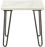 40" White And Black Faux Marble And Iron Coffee Table