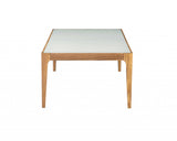43" White And Natural Glass Coffee Table