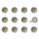 1.5" X 1.5" X 1.5" White Teal And Gold Knobs 12 Pack
