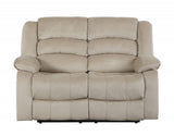 60" Beige Microfiber Manual Reclining Love Seat