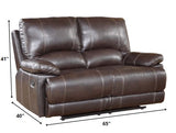 63" Dark Brown Microfiber Manual Reclining Love Seat