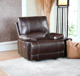 65" Brown Faux Leather Manual Reclining Love Seat