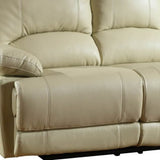 89" Beige And Black Faux Leather Sofa
