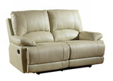 65" Beige Faux Leather Manual Reclining Love Seat