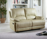 65" Beige Faux Leather Manual Reclining Love Seat
