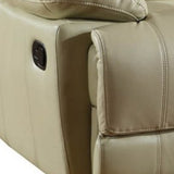 65" Beige Faux Leather Manual Reclining Love Seat