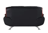 64" Black And Silver Faux Leather Love Seat
