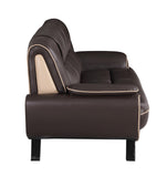 47" Beige and Silver Leather Match Arm Chair