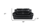 85" Black And Silver Leather Sofa