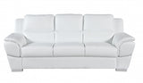 85" White And Silver Leather Sofa