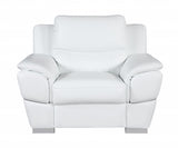 48" White and Silver Leather Match Arm Chair