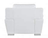 48" White and Silver Leather Match Arm Chair