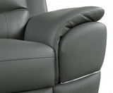Three Piece Indoor Gray Genuine Leather Six Person Seating Set