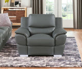 69" Gray And Silver Faux Leather Love Seat