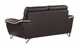 86" Brown And Silver Leather Sofa