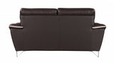 69" Brown And Silver Faux Leather Love Seat