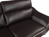 69" Brown And Silver Faux Leather Love Seat