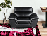 69" Black And Silver Faux Leather Love Seat