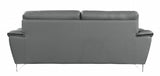 Leather Match Solid Color Pillow Top Arms Silver Legs