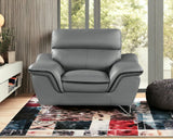 69" Gray And Silver Faux Leather Love Seat