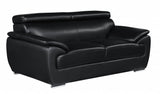 69" Black And Silver Faux Leather Love Seat