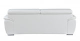 86" White And Silver Leather Sofa