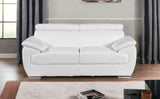 69" White And Silver Faux Leather Love Seat