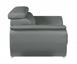 69" Gray And Silver Faux Leather Love Seat