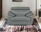 69" Gray And Silver Faux Leather Love Seat