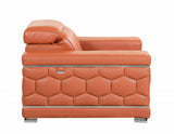 64" Beige And Silver Faux Leather Love Seat