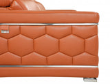Three Piece Indoor Camel Italian Leather Six Person Seating Set