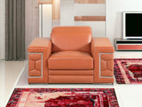 71" Camel And Silver Genuine Leather Love Seat