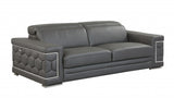 89" Gray And Silver Italian Leather Sofa