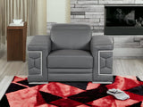 71" Gray And Silver Genuine Leather Love Seat