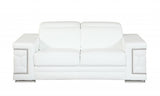 Three Piece Indoor White Italian Leather Six Person Seating Set