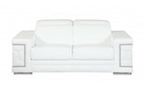 89" White And Silver Italian Leather Sofa