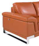 73" Camel And Silver Genuine Leather Love Seat