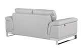 73" Light Gray And Silver Genuine Leather Love Seat