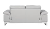 73" Light Gray And Silver Genuine Leather Love Seat