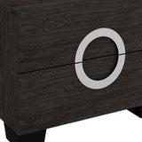 18" Dark Brown Two Drawers Manufactured Wood Mirrored Nightstand
