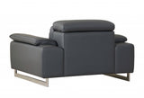 87" Gray And Silver Faux Leather Club Chair