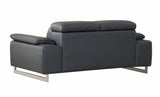 87" Gray And Silver Faux Leather Club Chair