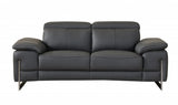 71" Gray And Silver Genuine Leather Love Seat
